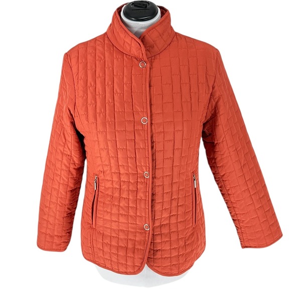 Jane Ashley Jackets & Blazers - Jane Ashley Quilted Jacket Snap Close Front Zip Pockets Casual Burnt Orange SZ M